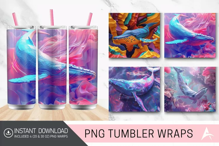 3D Whale Color Odyssey Tumbler wrap