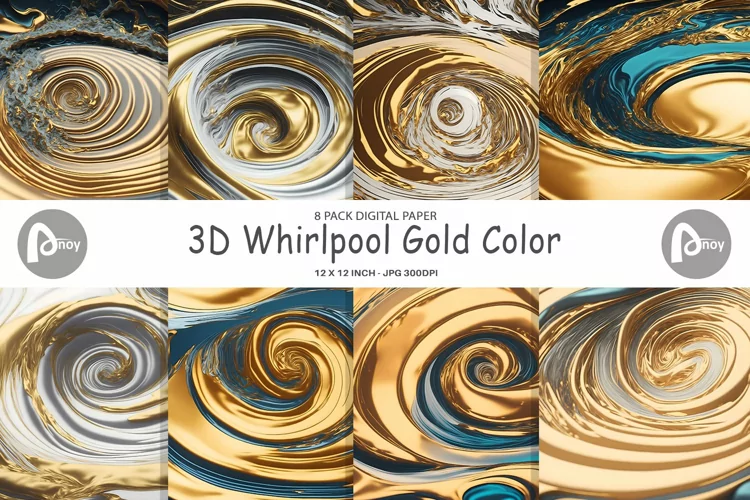 3D Whirlpool Gold Color | Digital Paper