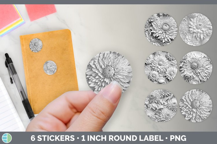 Bundle of six 3D Stickers designs.