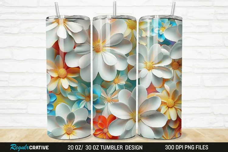 3D Flowers 20/30oz Skinny Tumbler