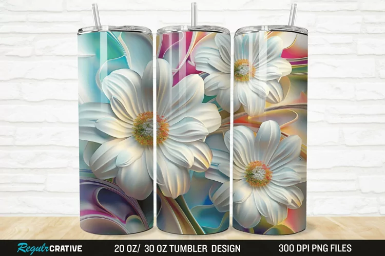 3D Flowers 20/30oz Skinny Tumbler