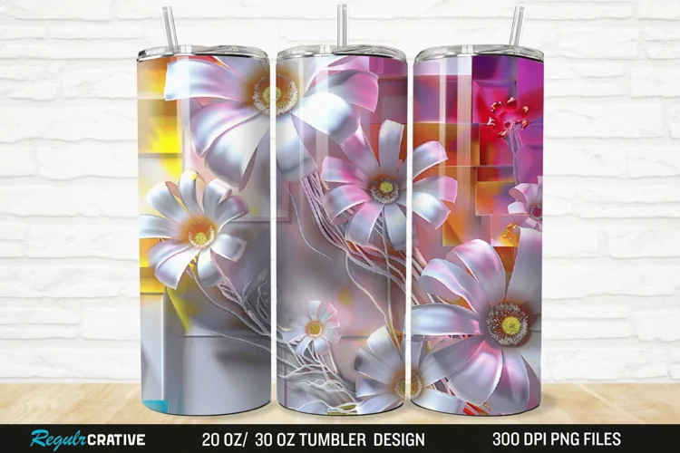 3D Flowers 20/30oz Skinny Tumbler