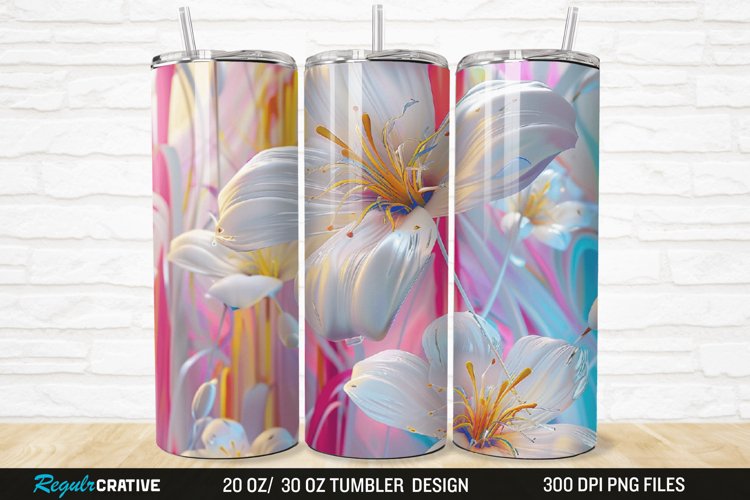 3D Flowers 20/30oz Skinny Tumbler example image 1