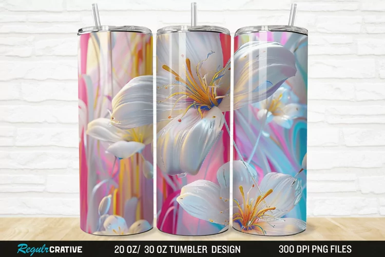 3D Flowers 20/30oz Skinny Tumbler