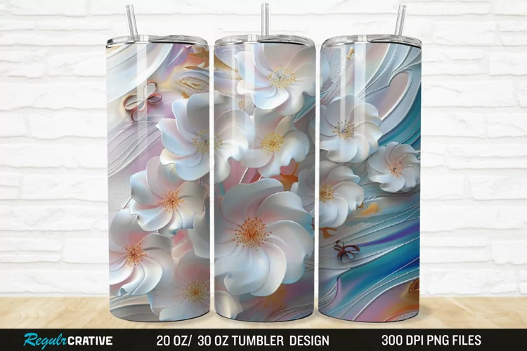 3D Flowers 20/30oz Skinny Tumbler
