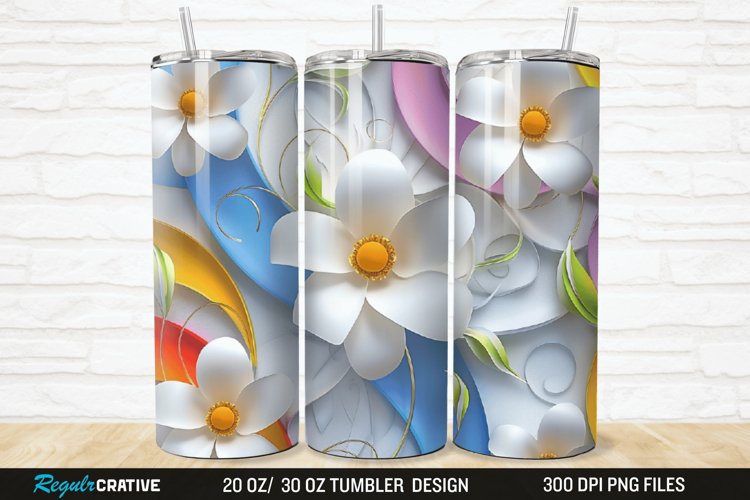 3D Flowers 20/30oz Skinny Tumbler example image 1