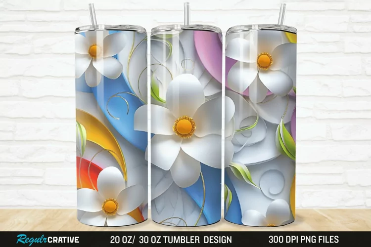 3D Flowers 20/30oz Skinny Tumbler