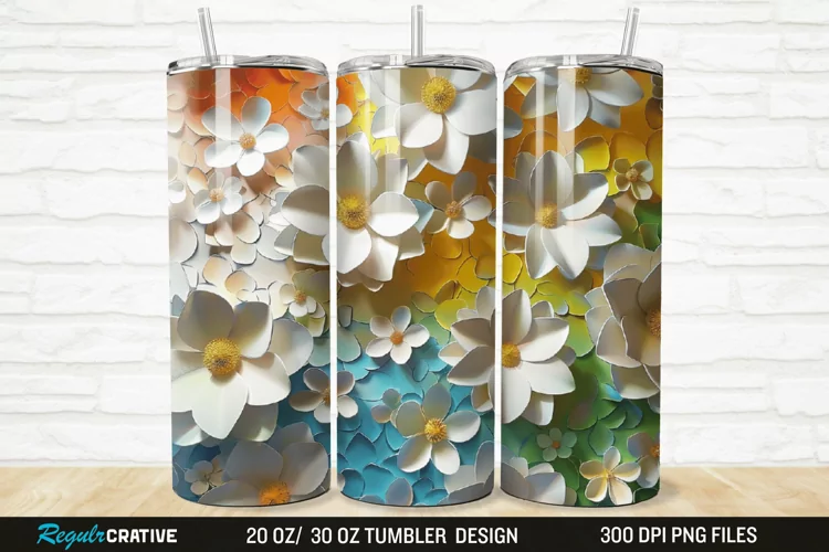 3D Flowers 20/30oz Skinny Tumbler