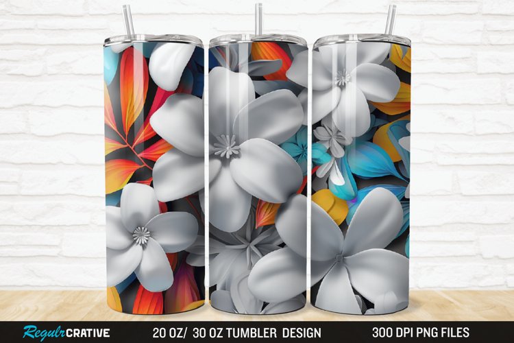 3D Flowers 20/30oz Skinny Tumbler example image 1