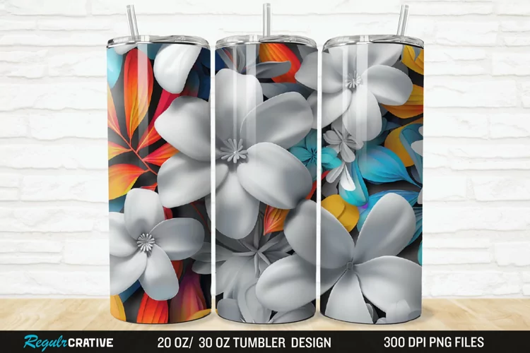 3D Flowers 20/30oz Skinny Tumbler