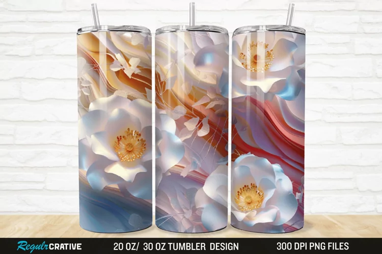 3D Flowers 20/30oz Skinny Tumbler