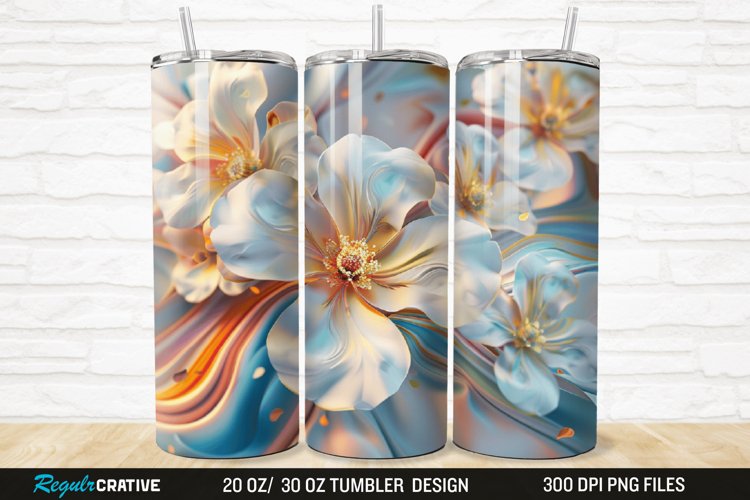 3D Flowers 20/30oz Skinny Tumbler example image 1