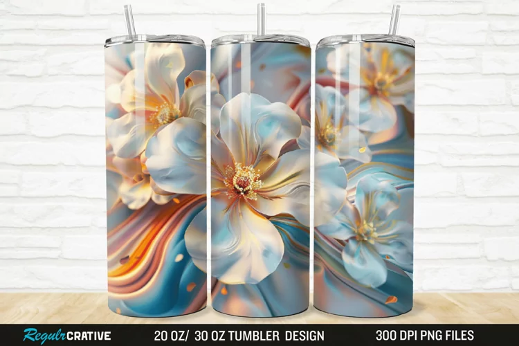 3D Flowers 20/30oz Skinny Tumbler