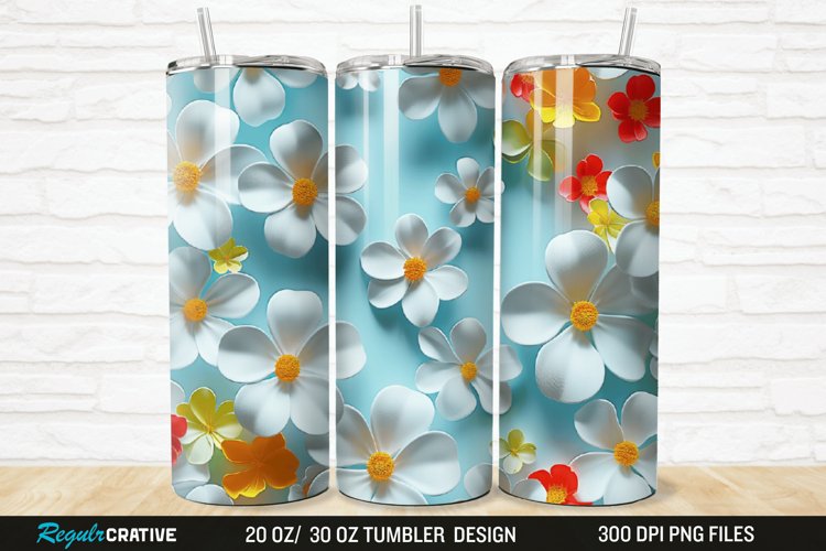 3D Flowers 20/30oz Skinny Tumbler example image 1