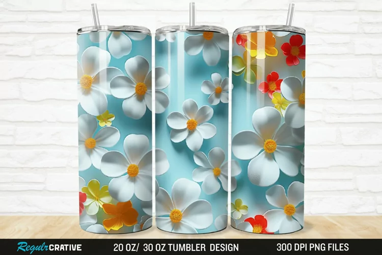 3D Flowers 20/30oz Skinny Tumbler