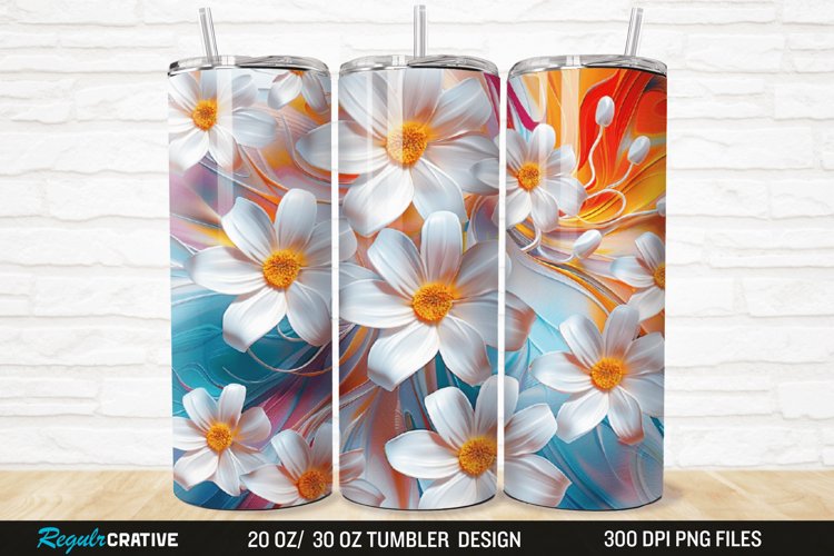 3D Flowers 20/30oz Skinny Tumbler example image 1