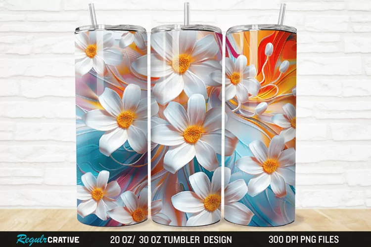 3D Flowers 20/30oz Skinny Tumbler