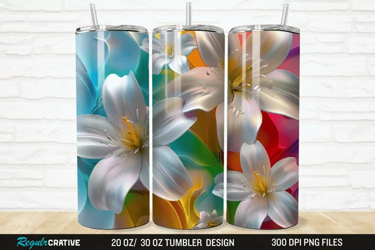 3D Flowers 20/30oz Skinny Tumbler