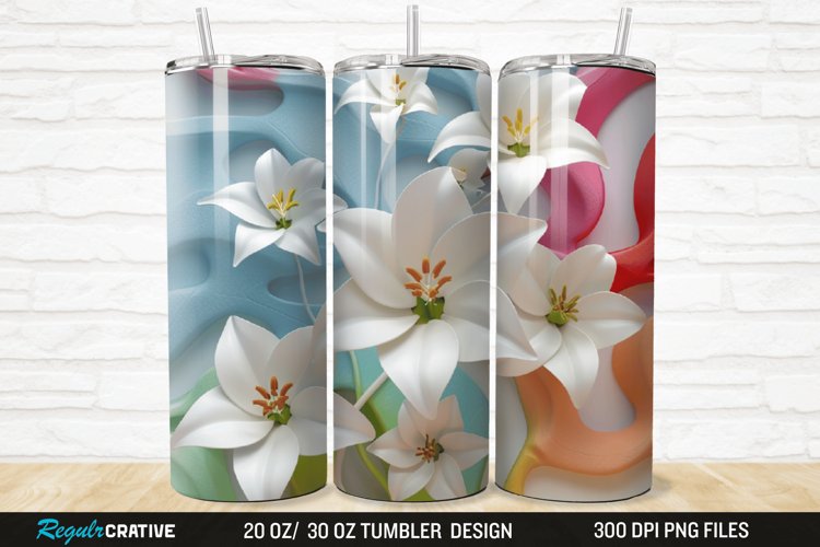 3D Flowers 20/30oz Skinny Tumbler example image 1
