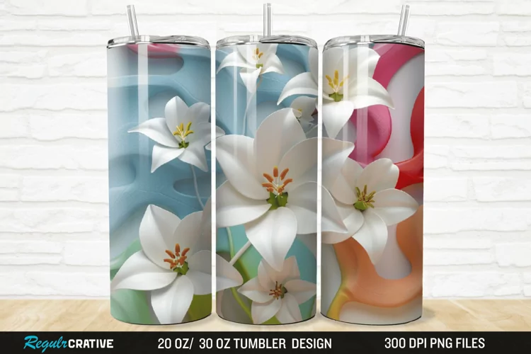 3D Flowers 20/30oz Skinny Tumbler
