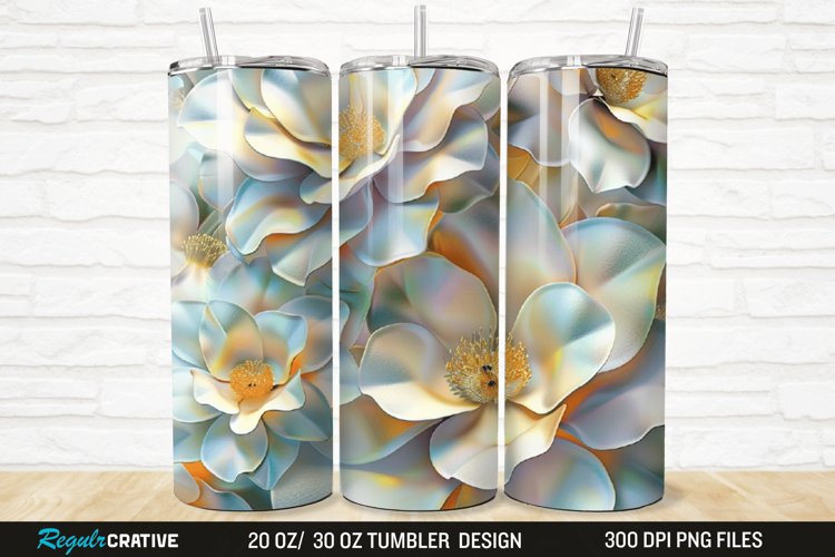 3D Flowers 20/30oz Skinny Tumbler example image 1
