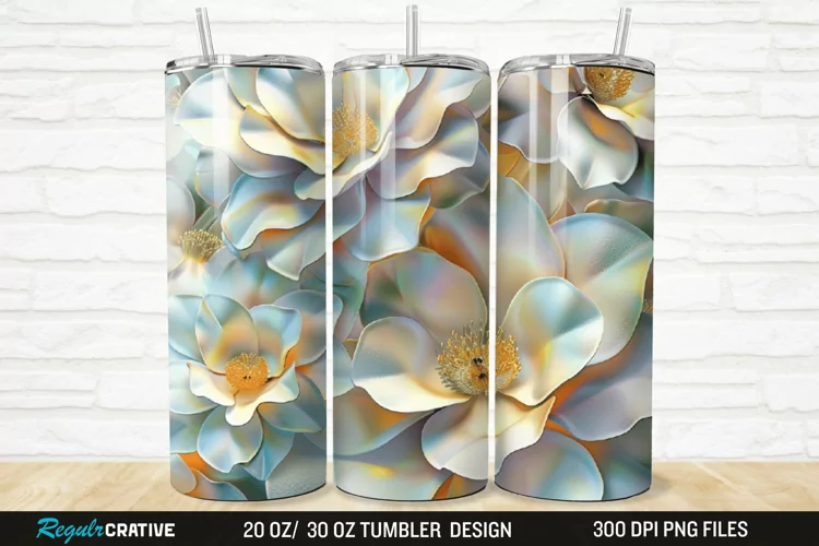 3D Flowers 20/30oz Skinny Tumbler