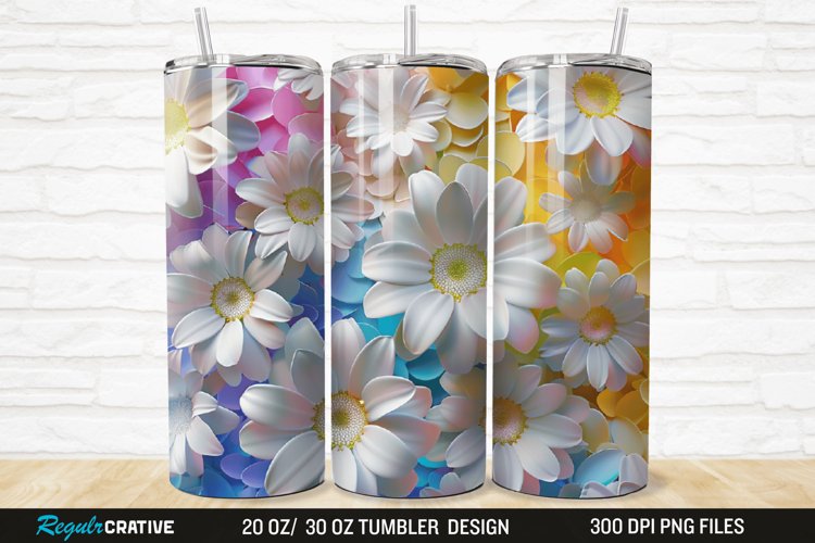 3D Flowers 20/30oz Skinny Tumbler example image 1