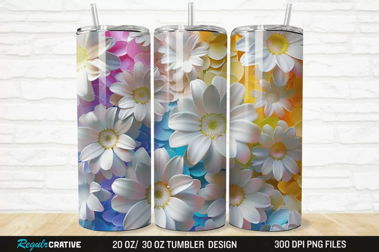3D Flowers 20/30oz Skinny Tumbler