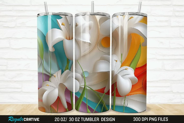 3D Flowers 20/30oz Skinny Tumbler