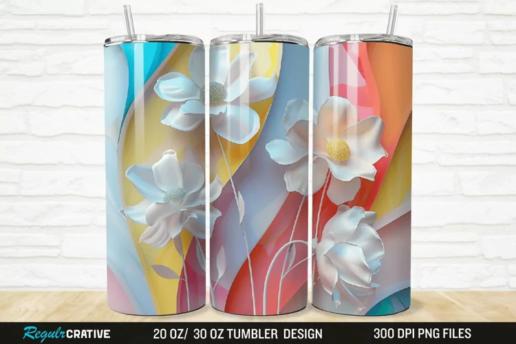 3D Flowers 20/30oz Skinny Tumbler