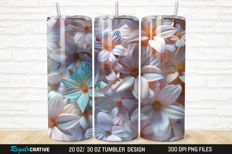 3D Flowers 20/30oz Skinny Tumbler example image 1