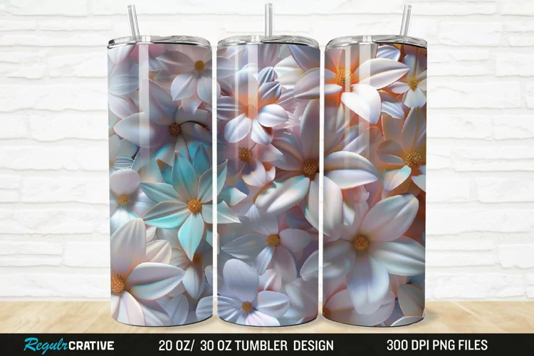 3D Flowers 20/30oz Skinny Tumbler