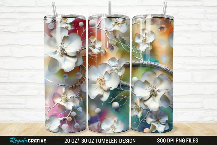 3D Flowers 20/30oz Skinny Tumbler