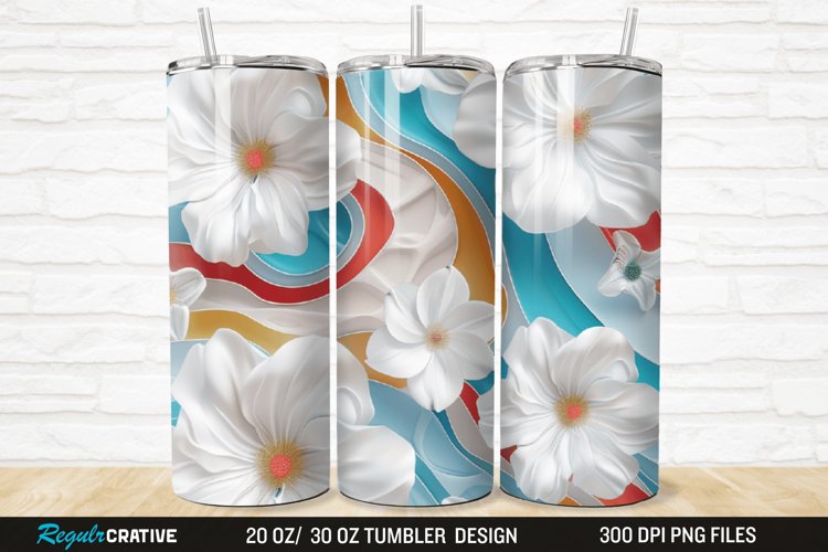 3D Flowers 20/30oz Skinny Tumbler example image 1