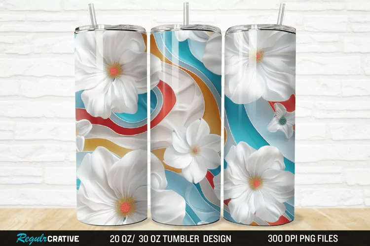 3D Flowers 20/30oz Skinny Tumbler