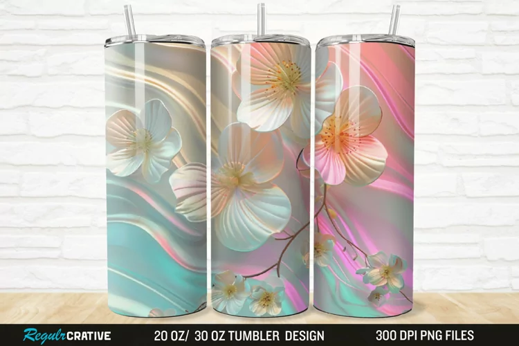 3D Flowers 20/30oz Skinny Tumbler