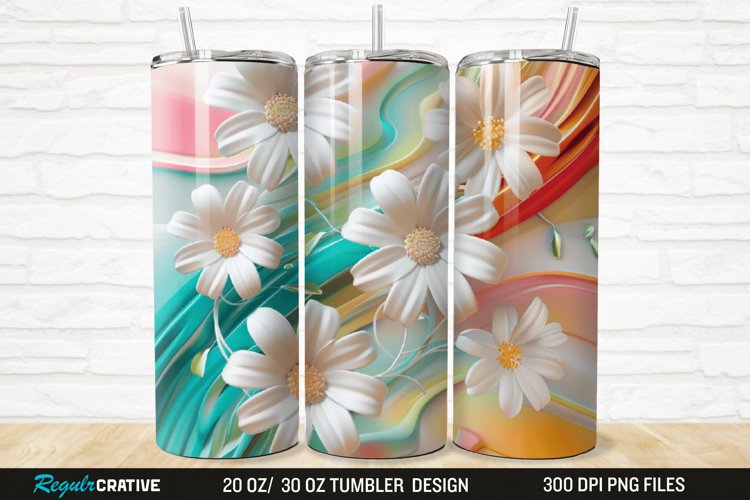 3D Flowers 20/30oz Skinny Tumbler example image 1