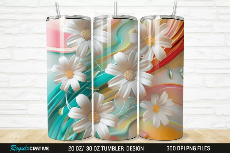 3D Flowers 20/30oz Skinny Tumbler