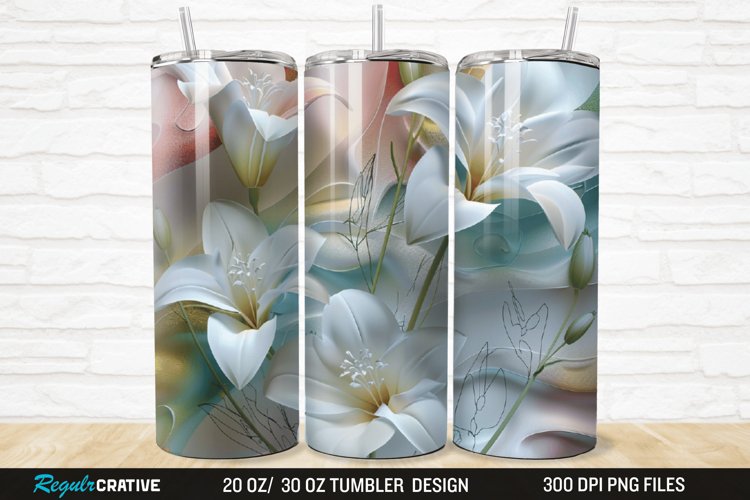 3D Flowers 20/30oz Skinny Tumbler example image 1