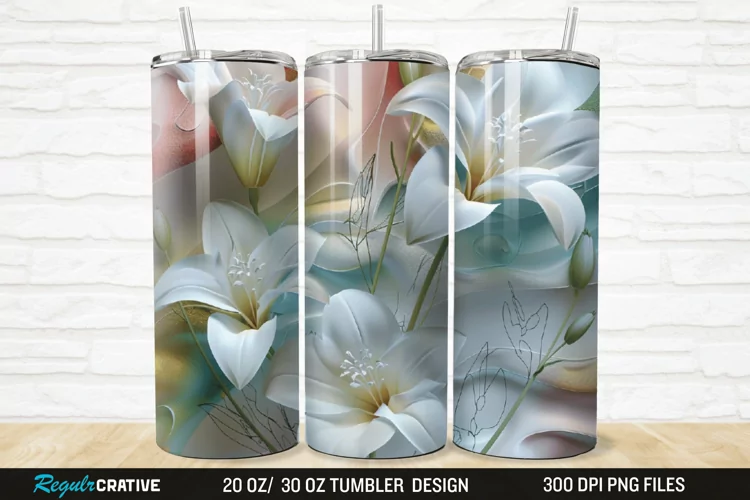 3D Flowers 20/30oz Skinny Tumbler