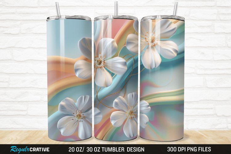 3D Flowers 20/30oz Skinny Tumbler example image 1