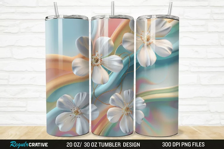 3D Flowers 20/30oz Skinny Tumbler