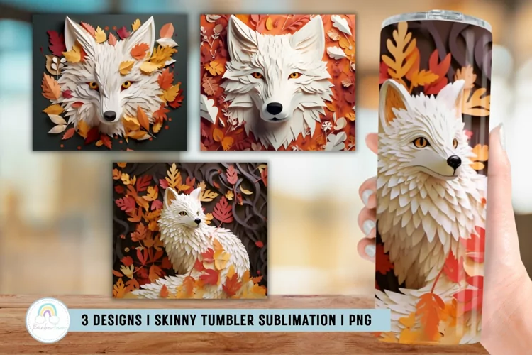 3D White Fox Tumbler Sublimation