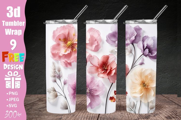 ✨ Elevate your tumbler experience with our enchanting 3D Floral Tumbler Wrap! 🌸🌼 Immerse yourself in a world of blossoms as lifelike florals adorn every inch of your tumbler.    🎨✨ Crafted for 20oz tumblers, our Full Wrap Design guarantees a flawless f