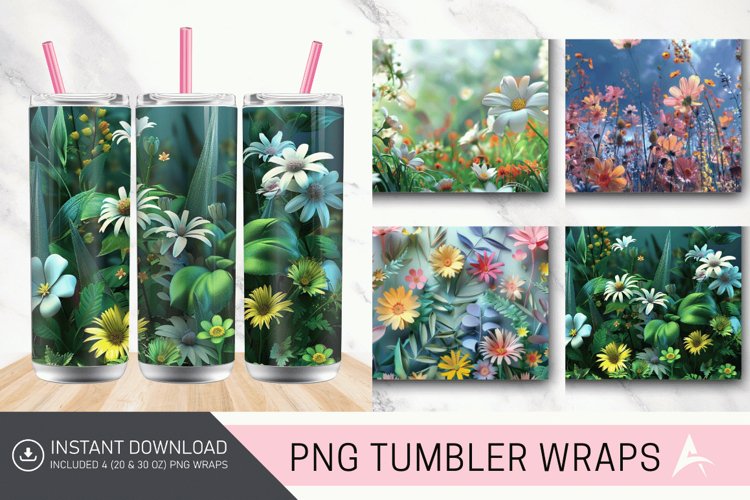 3D Wild Flower Tumbler wrap