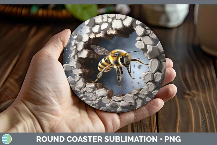 3D Winter Bee Round Coaster Sublimation Coaster Designs