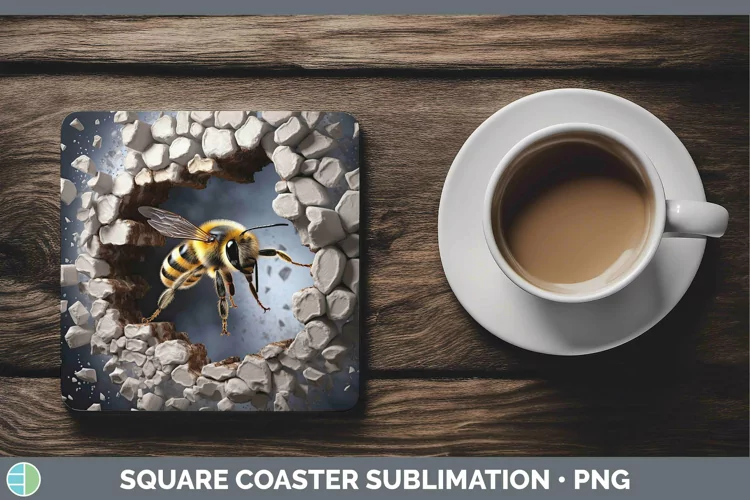 3D Winter Bee Square Coaster Sublimation Coaster Designs