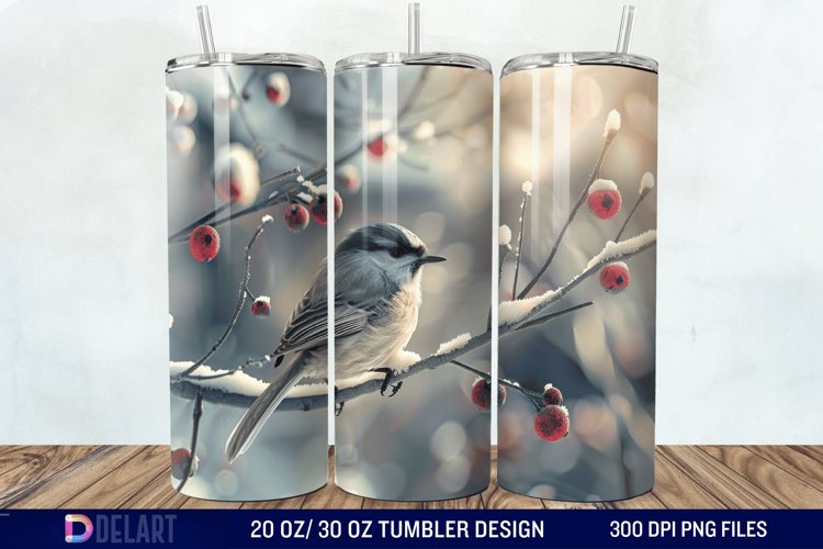 3D Winter Bird Tumbler Wrap example image 1