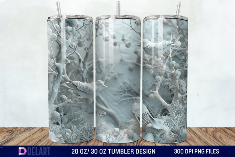 3D Winter Bird Tumbler Wrap example image 1