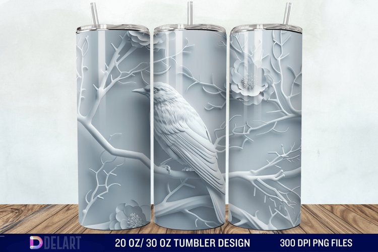 3D Winter Bird Tumbler Wrap example image 1